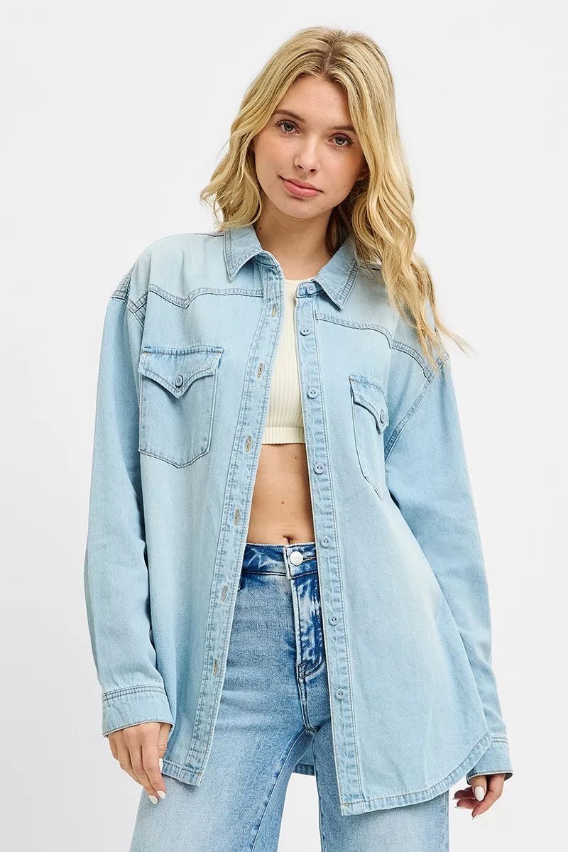 RISEN Western Yoke Relaxed Fit Denim Shirts - AMVIM