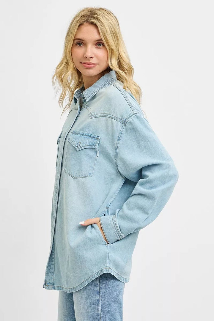 RISEN Western Yoke Relaxed Fit Denim Shirts - AMVIM