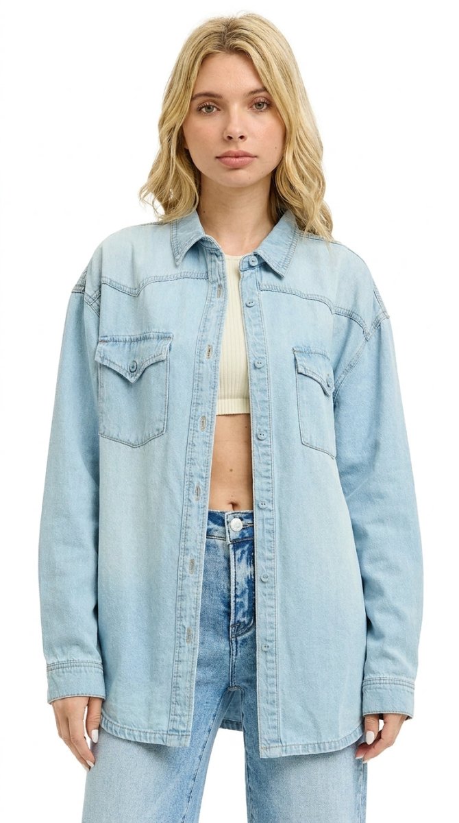 RISEN Western Yoke Relaxed Fit Denim Shirts - AMVIM
