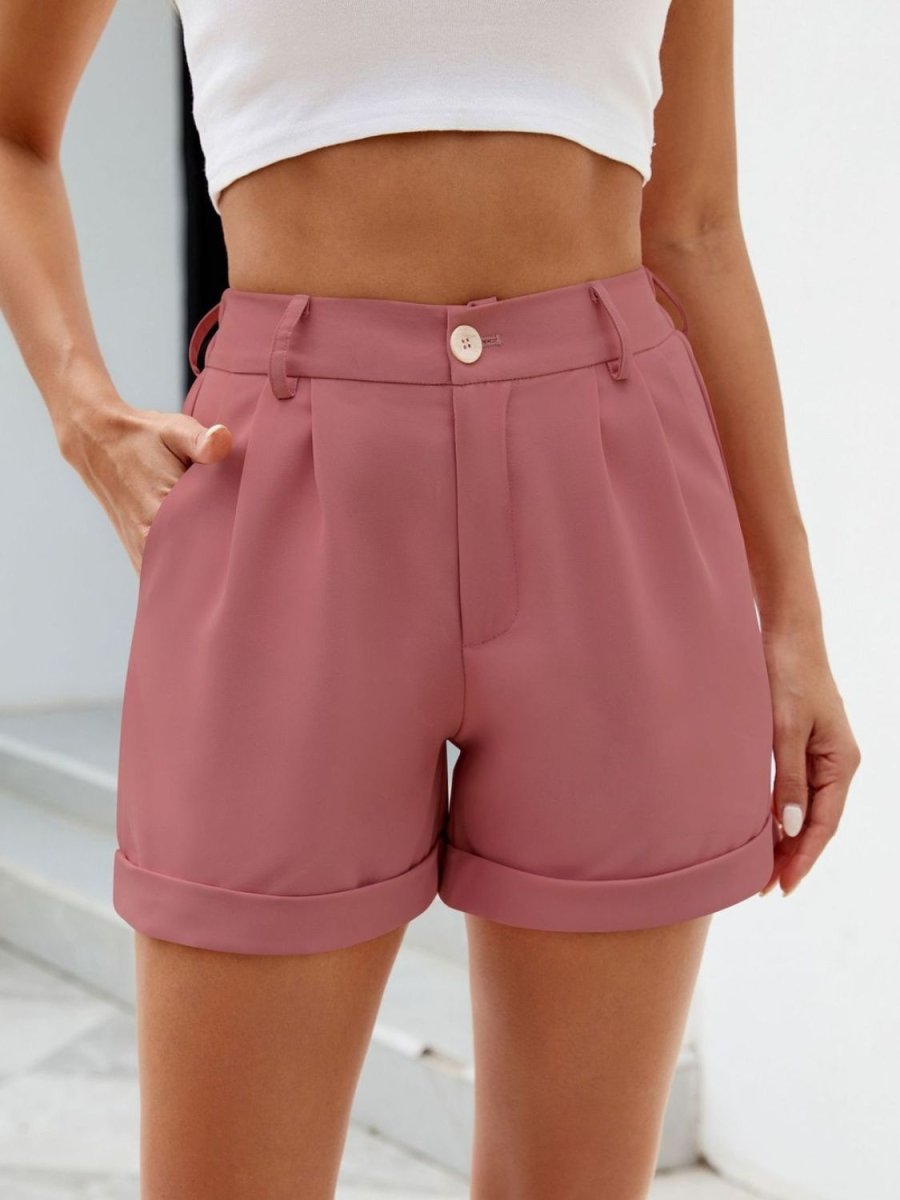 Roll Trim Half Elastic Waist Shorts - AMVIM