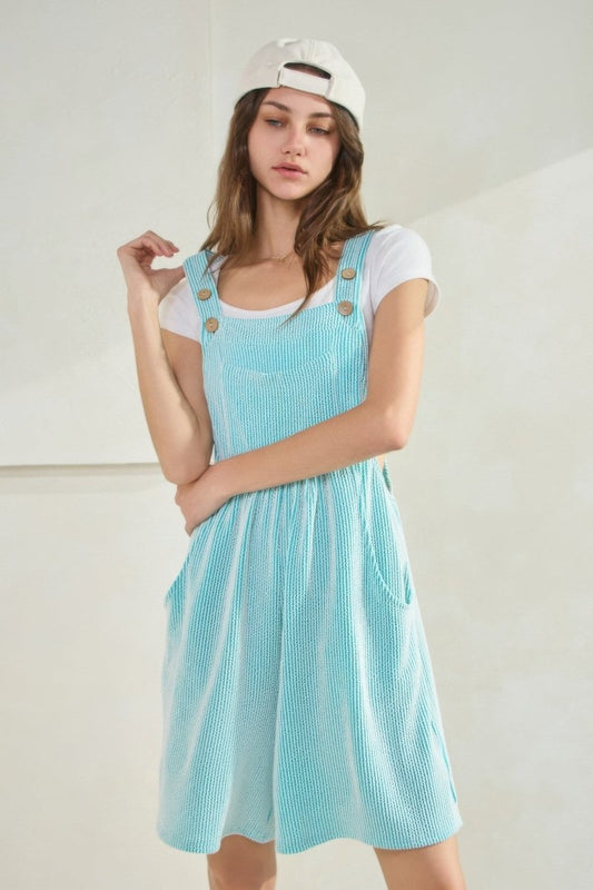 Romper Ribbed Knit Overall Summer Casual - AMVIM