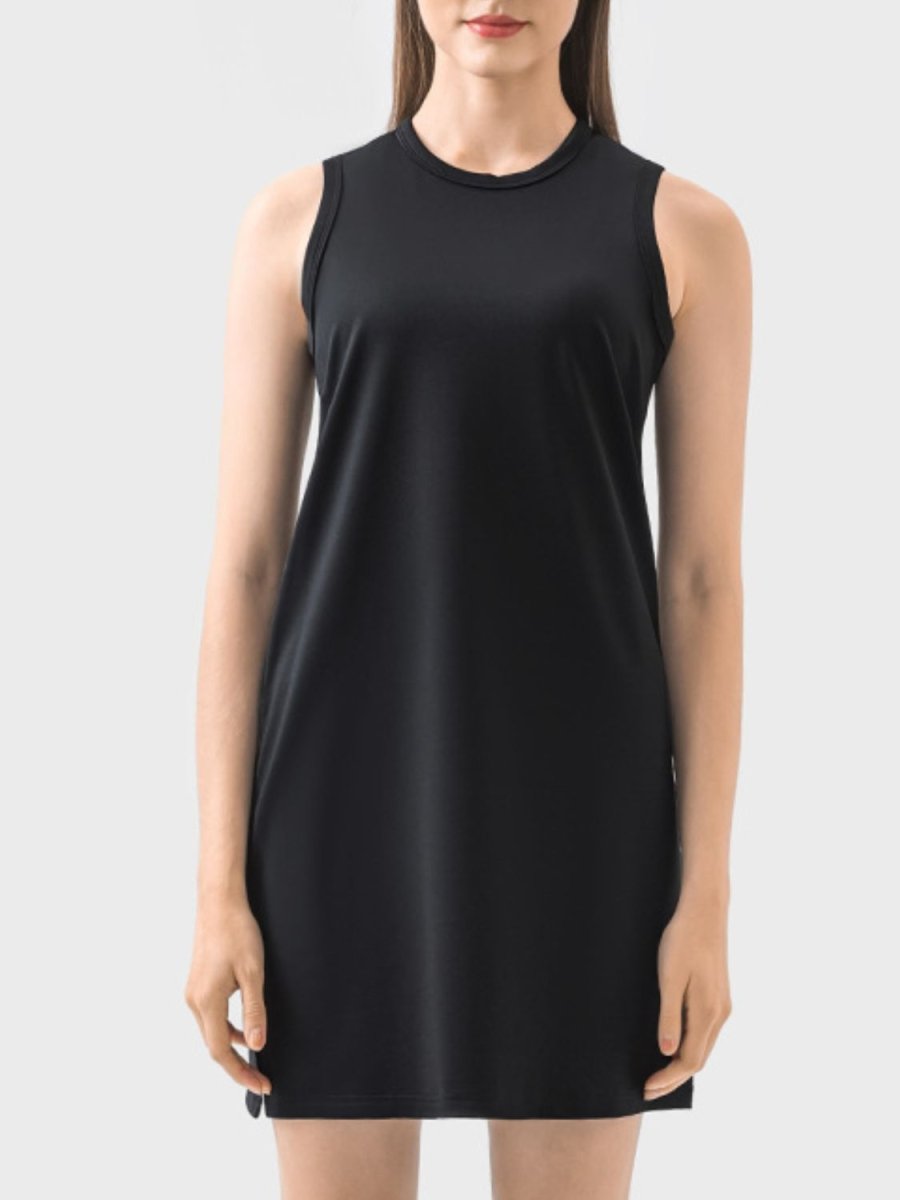 Round Neck Sleeveless Active Dress - AMVIM