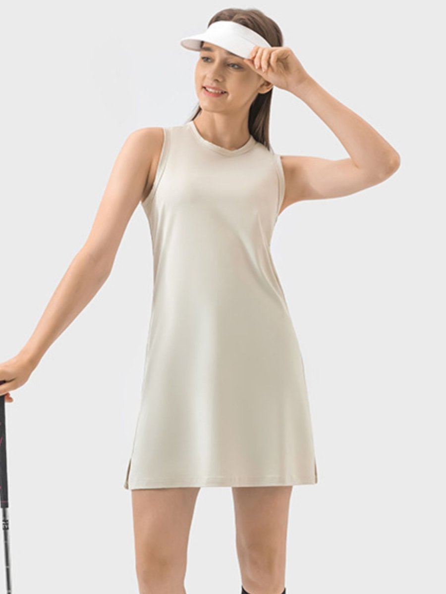 Round Neck Sleeveless Active Dress - AMVIM