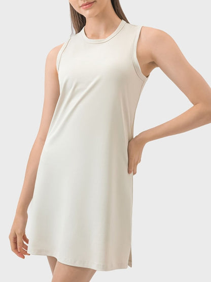 Round Neck Sleeveless Active Dress - AMVIM