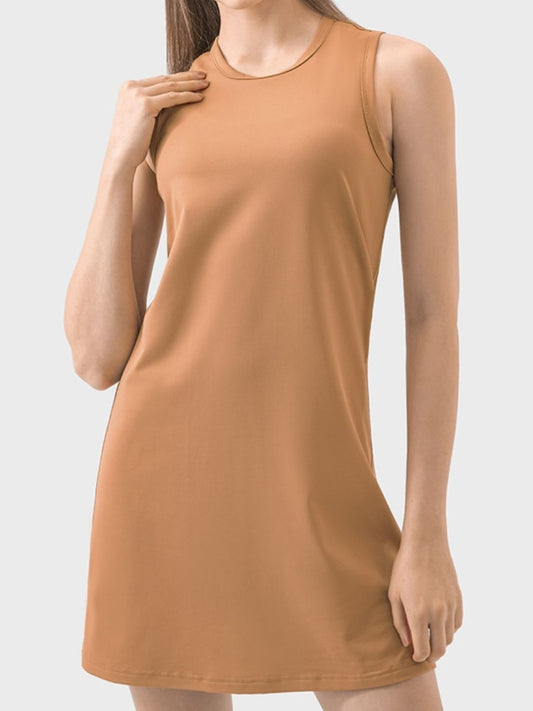 Round Neck Sleeveless Active Dress - AMVIM