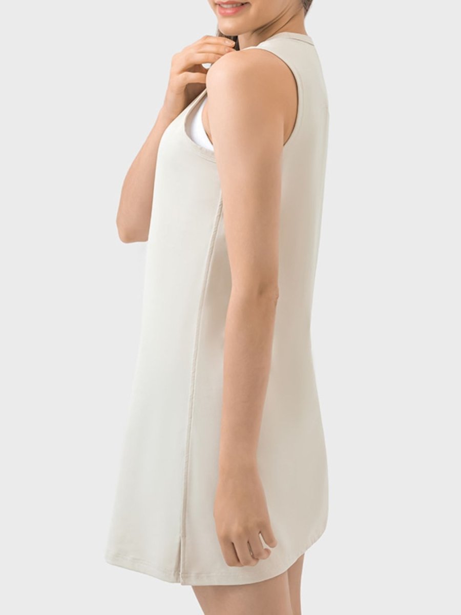 Round Neck Sleeveless Active Dress - AMVIM