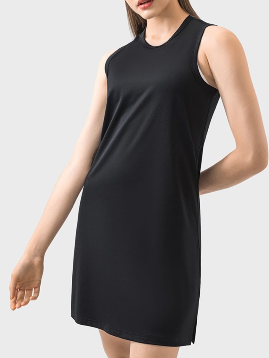 Round Neck Sleeveless Active Dress - AMVIM