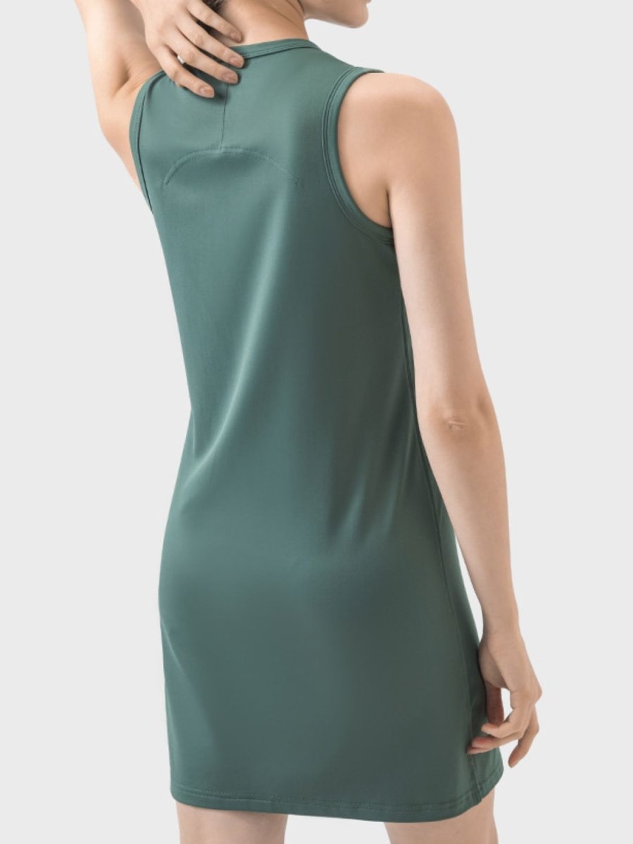 Round Neck Sleeveless Active Dress - AMVIM