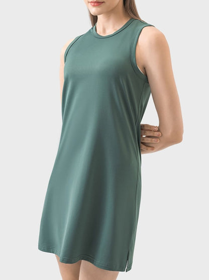 Round Neck Sleeveless Active Dress - AMVIM