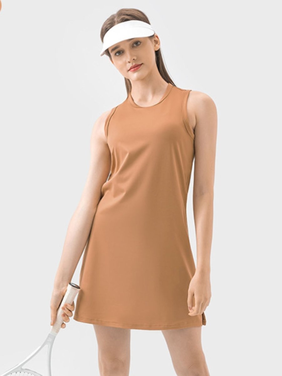 Round Neck Sleeveless Active Dress - AMVIM