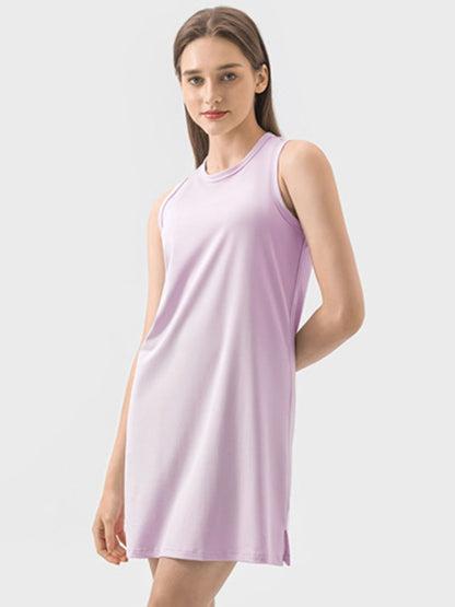 Round Neck Sleeveless Active Dress - AMVIM