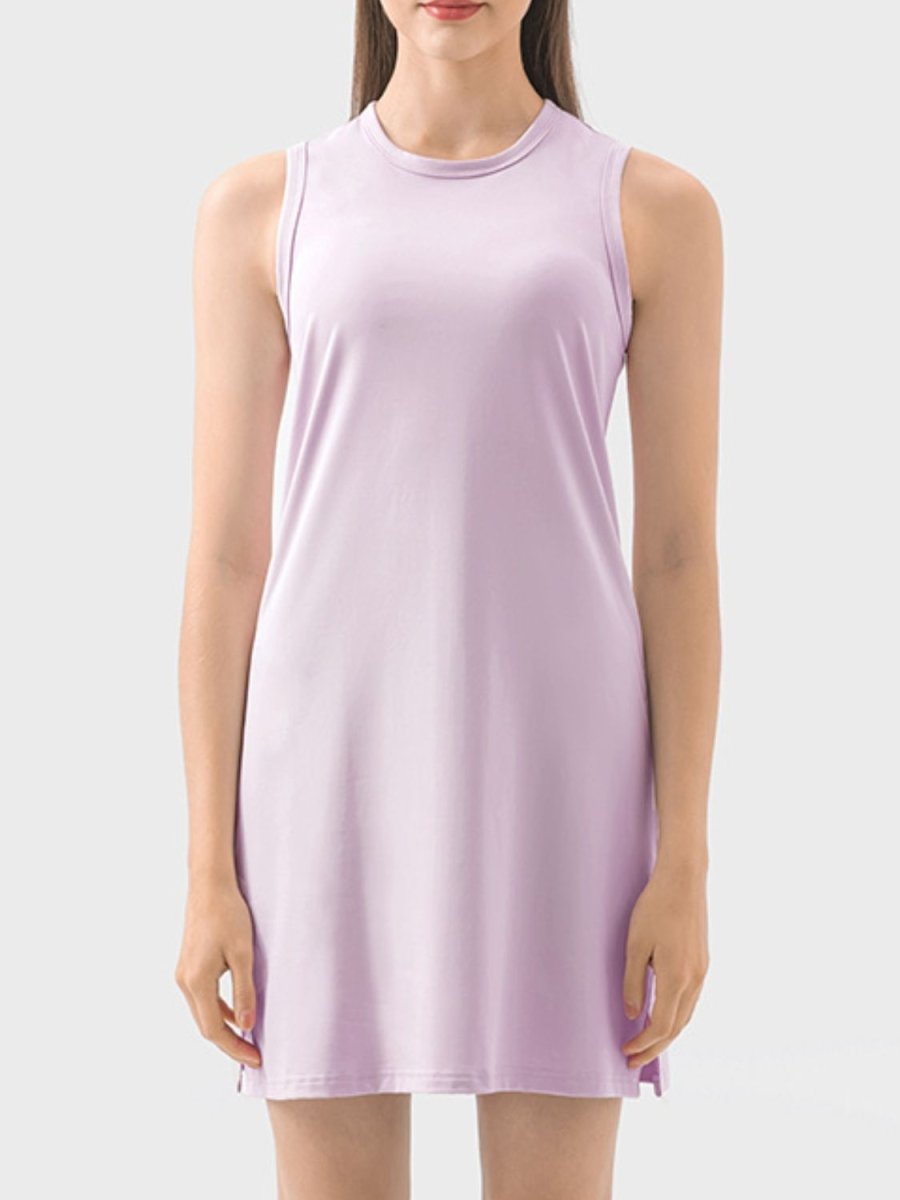 Round Neck Sleeveless Active Dress - AMVIM