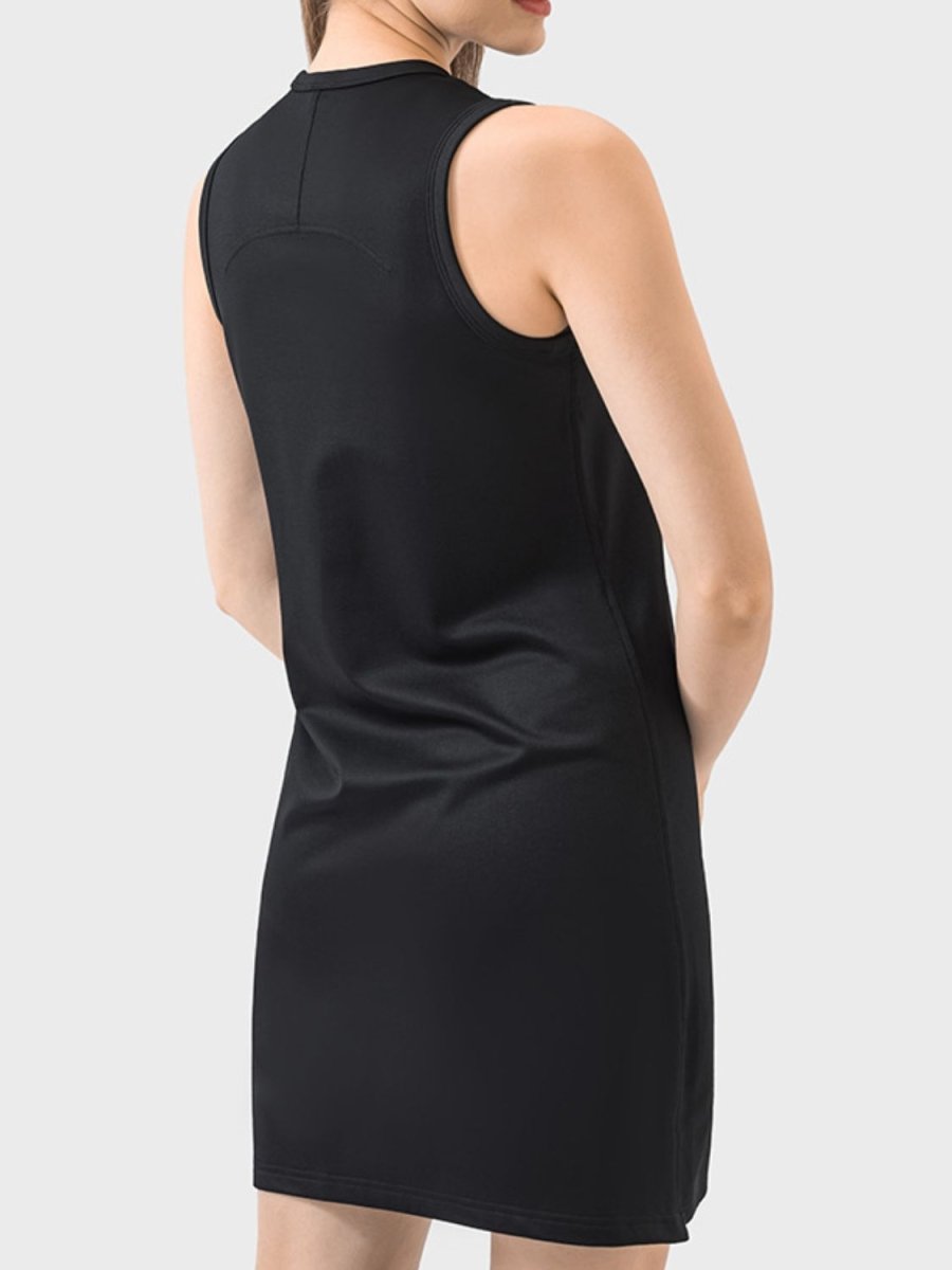 Round Neck Sleeveless Active Dress - AMVIM