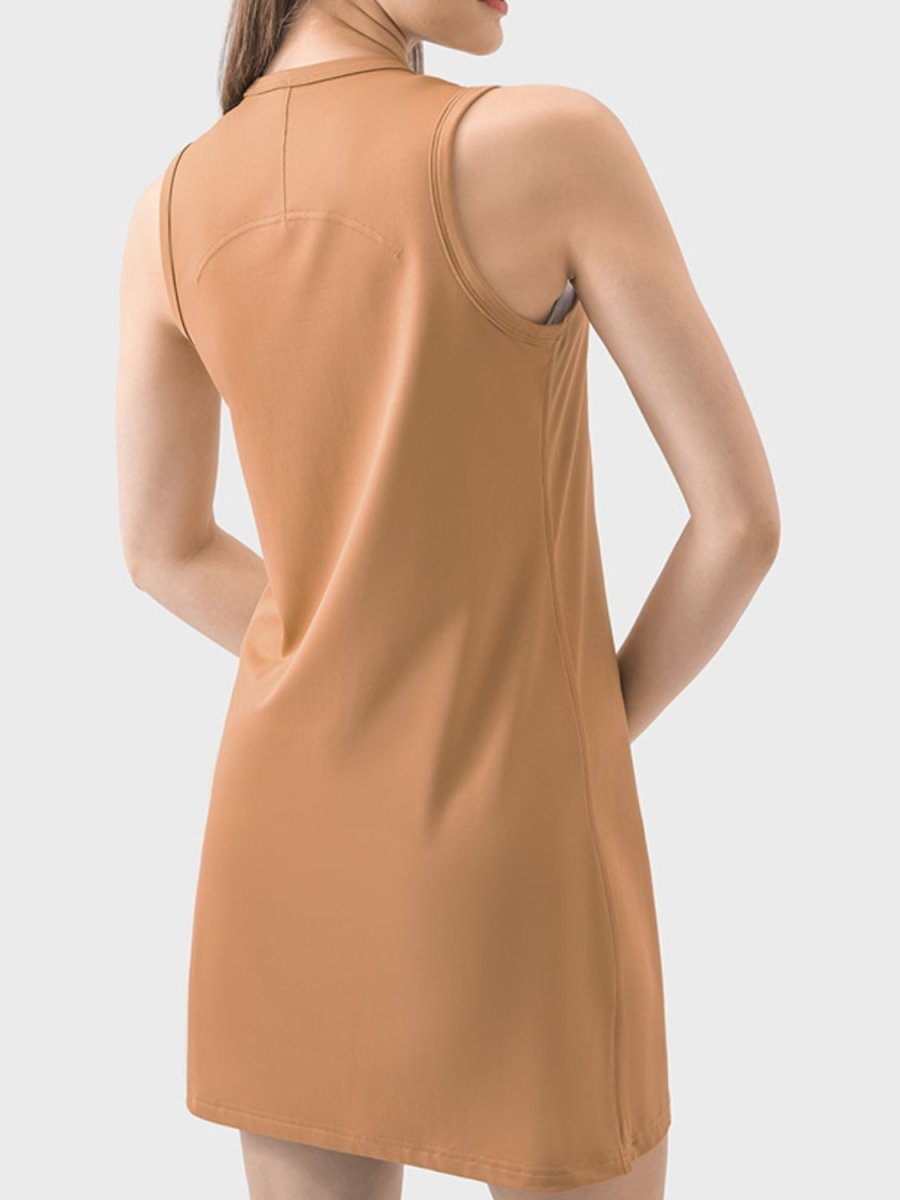 Round Neck Sleeveless Active Dress - AMVIM