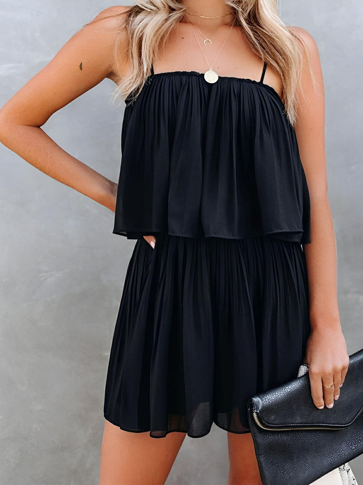 Ruched Spaghetti Strap Romper - AMVIM