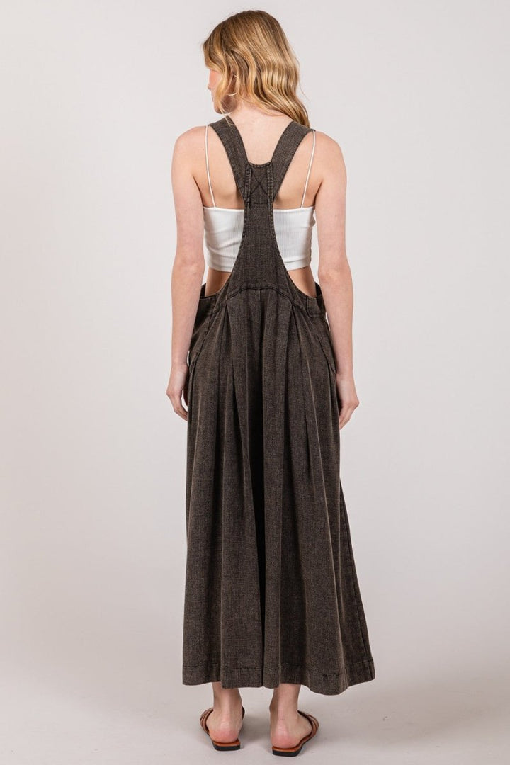 SAGE + FIG Full Size Wide Strap Wide Leg Overalls - AMVIM
