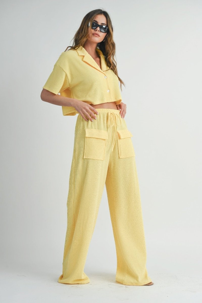 Shirt and Pants Set Polyester Lightweight Weekend Outfit - AMVIM