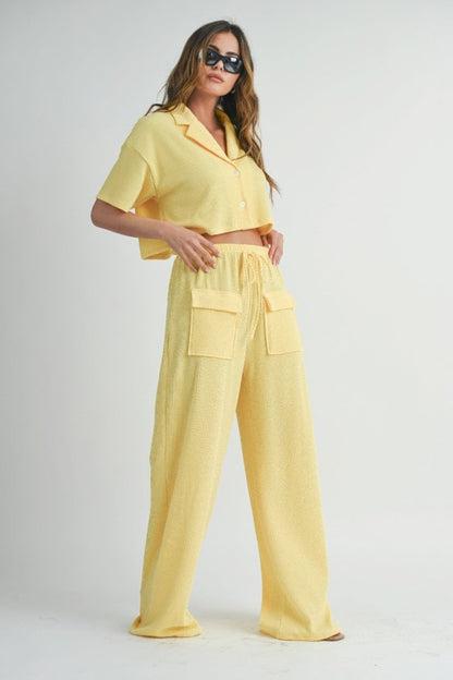 Shirt and Pants Set Polyester Lightweight Weekend Outfit - AMVIM