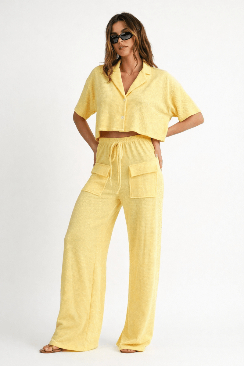 Shirt and Pants Set Polyester Lightweight Weekend Outfit - AMVIM