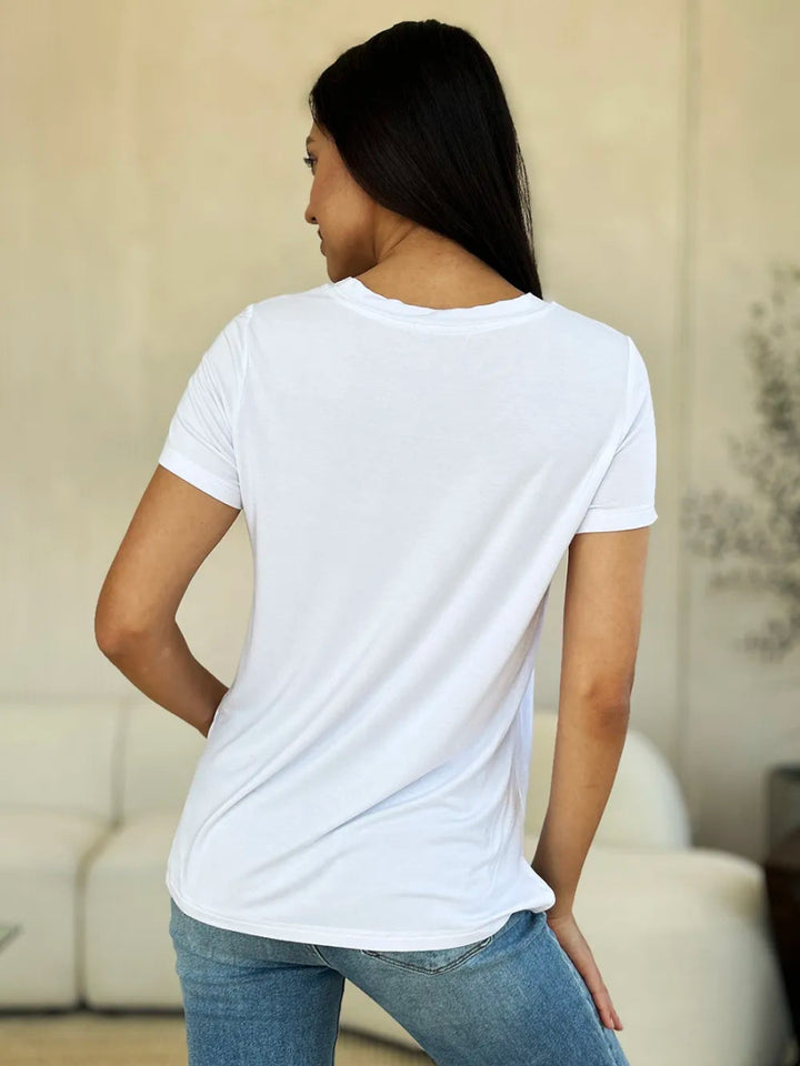 Short Sleeve Slit Hem Tunic Top for Office and Everyday Wear - AMVIM
