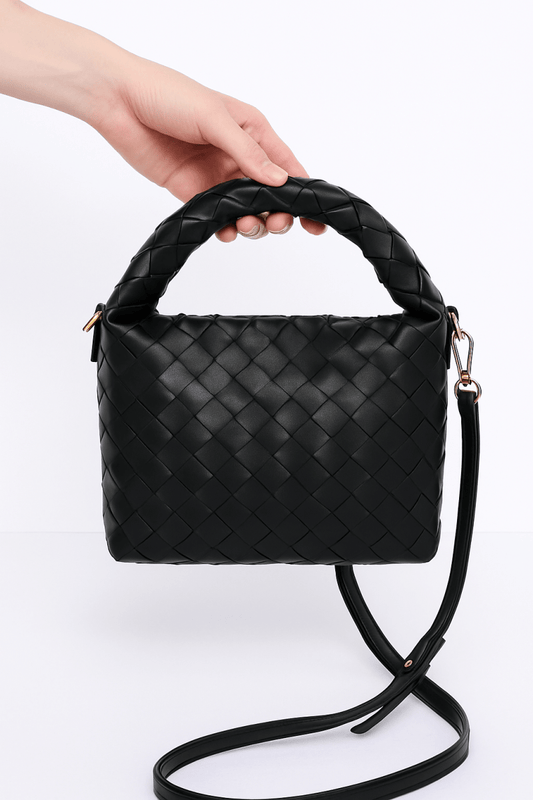 Shouldered Crossbody Weave Bag Faux Leather - AMVIM