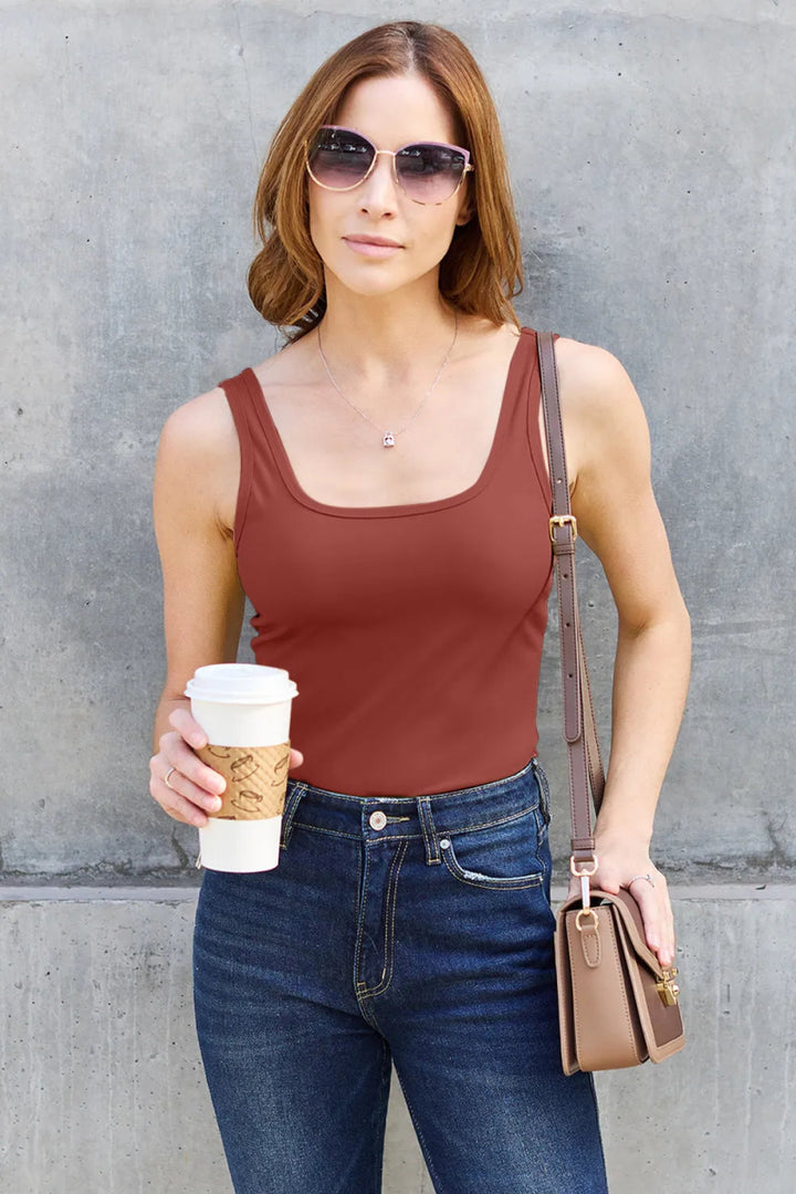 Sleeveless Fitted Work Top for Women – Layering Camisole Tank - AMVIM