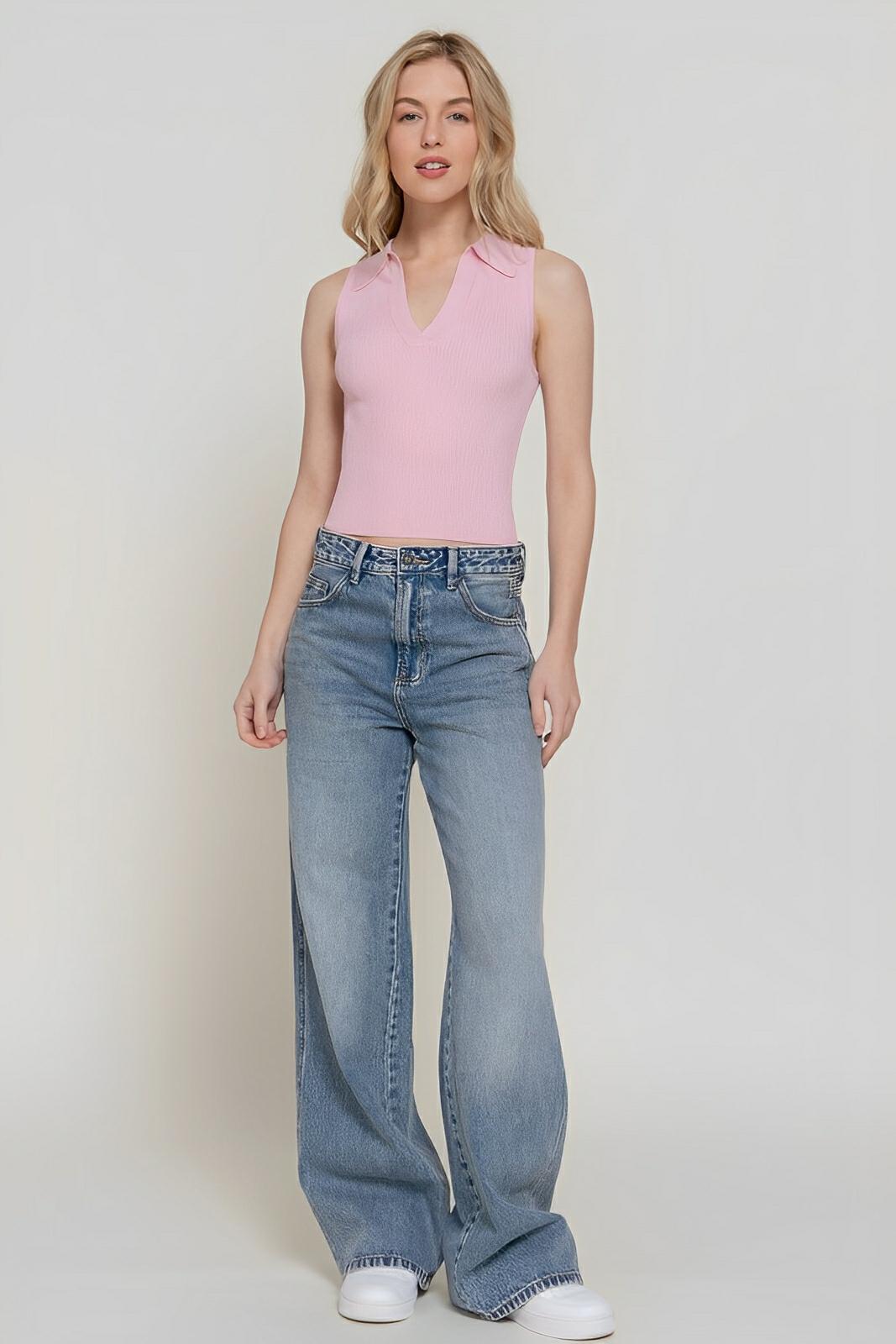 Sleeveless Polo Spring Sweater - AMVIM