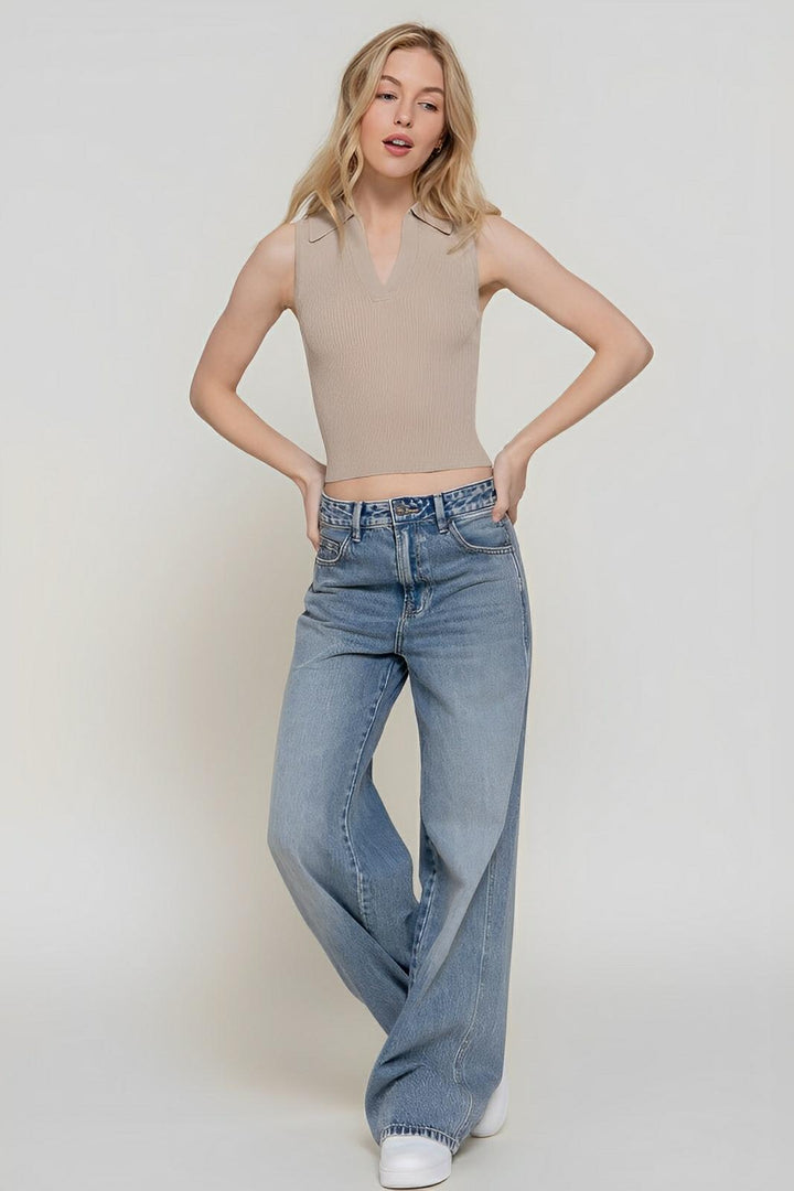 Sleeveless Polo Spring Sweater - AMVIM