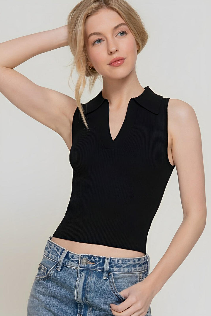 Sleeveless Polo Spring Sweater - AMVIM