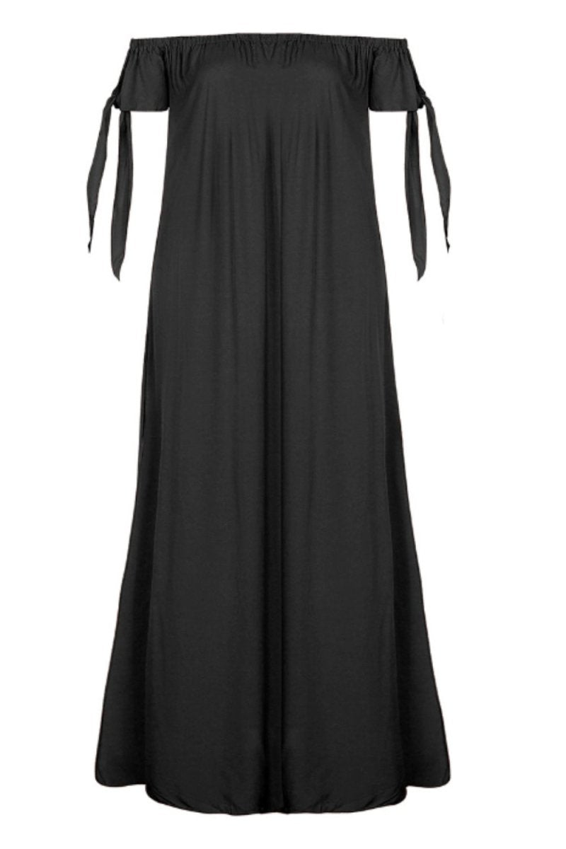 Slit Off Shoulder Short Sleeve Midi Dress - AMVIM | SKU: 100100558911678