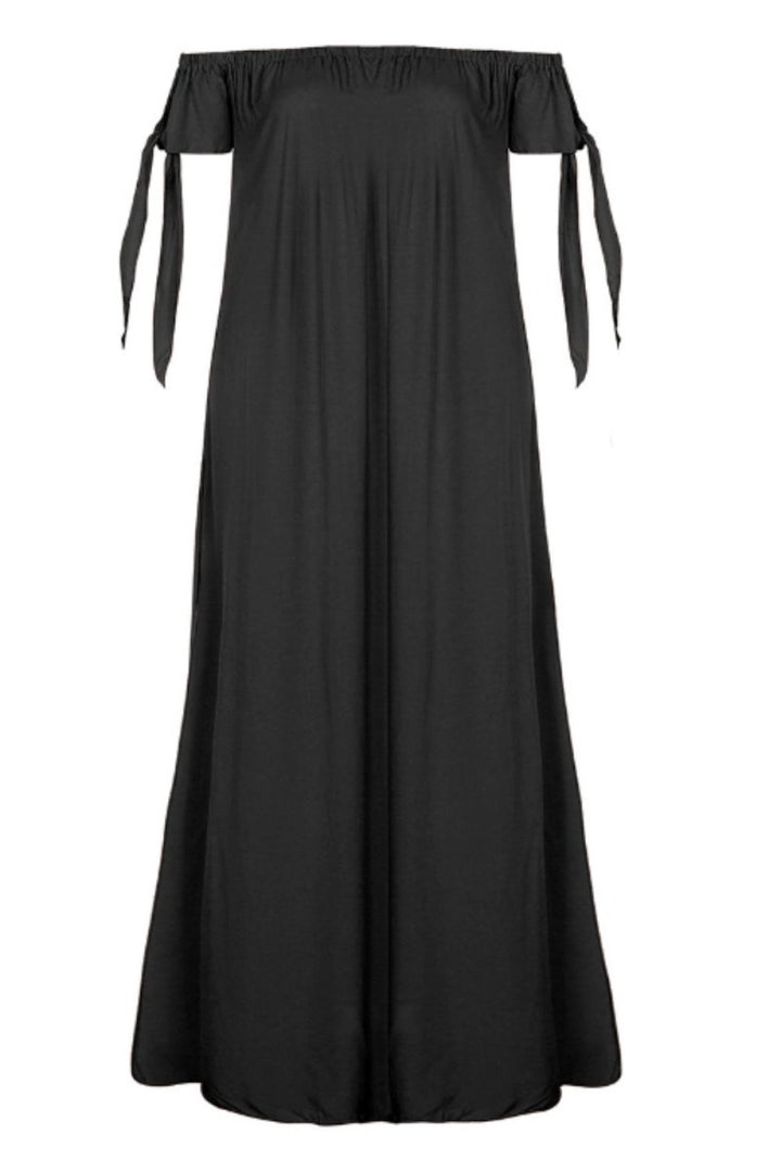 Slit Off Shoulder Short Sleeve Midi Dress - AMVIM | SKU: 100100558911678
