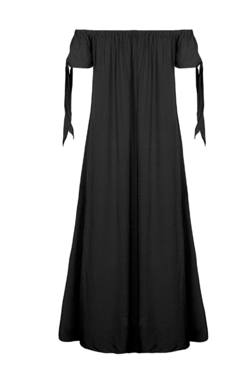 Slit Off Shoulder Short Sleeve Midi Dress - AMVIM | SKU: 100100558911678