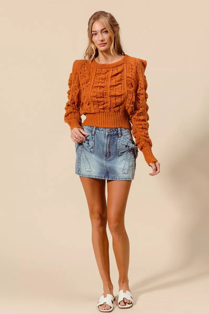 SO ME Bow Knot Pocket Denim Mini Skirt - AMVIM