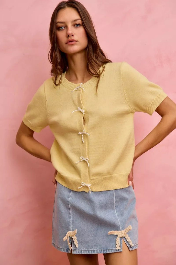SO ME Lace Ribbon Trim Denim Mini Skirt - AMVIM