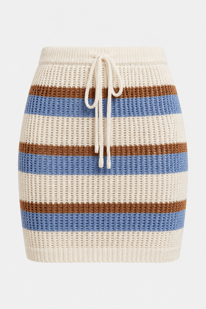 SO ME Multi Color Stripe Knitted Sweater Skirt - AMVIM