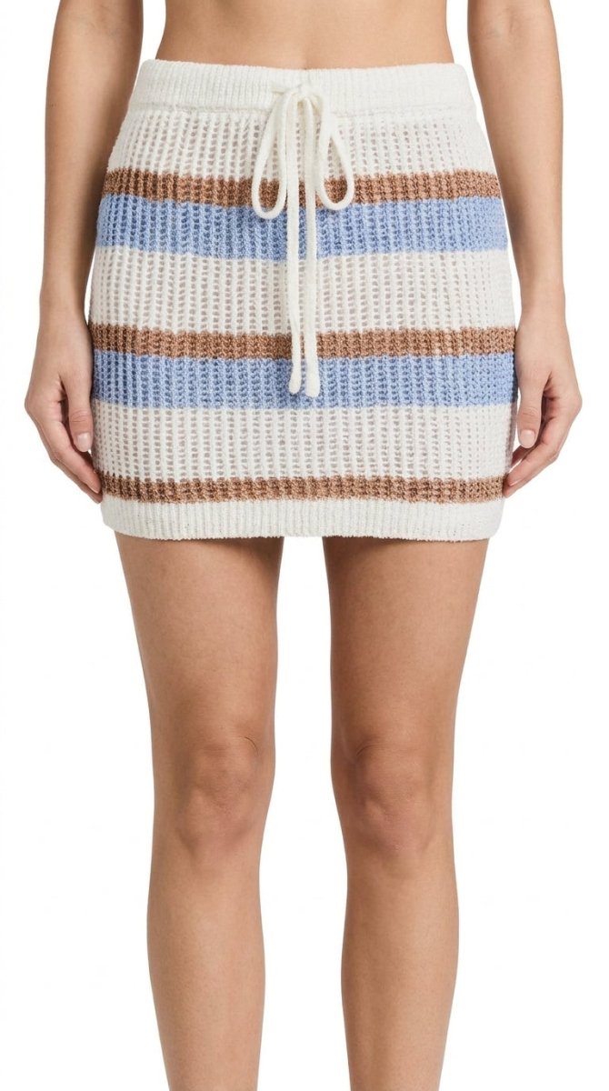 SO ME Multi Color Stripe Knitted Sweater Skirt - AMVIM