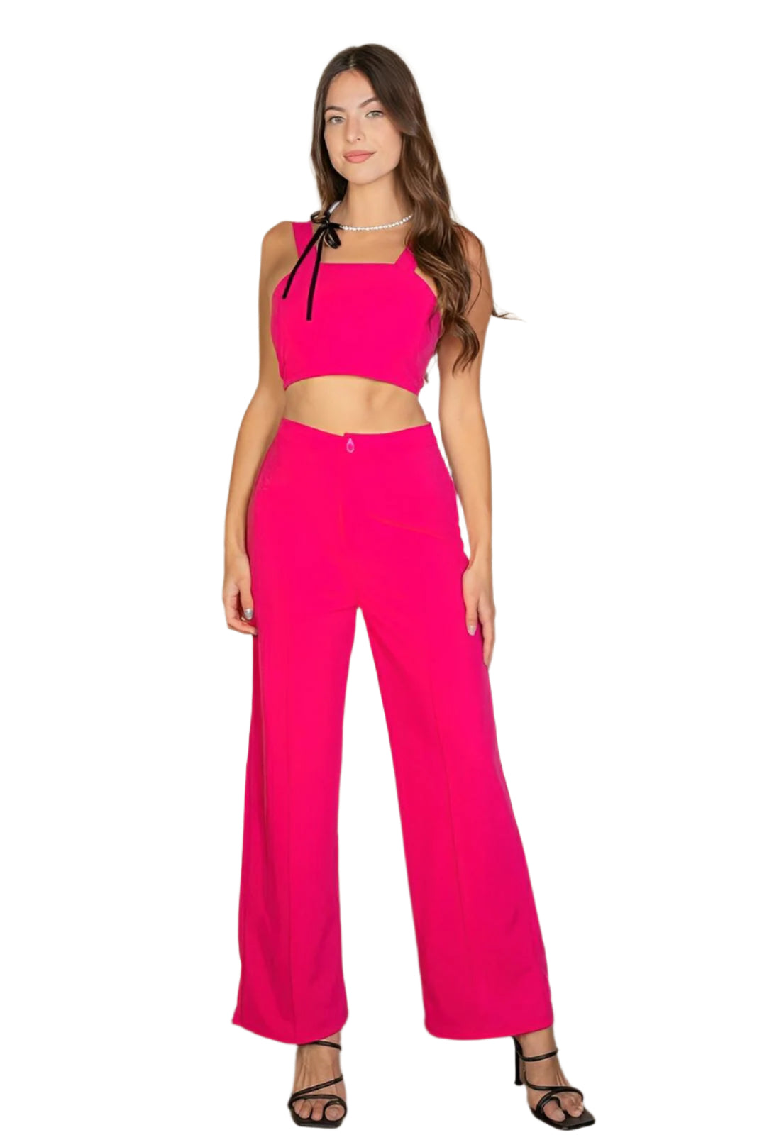 Solid Tank Top &amp; Wide Leg Pants - AMVIM
