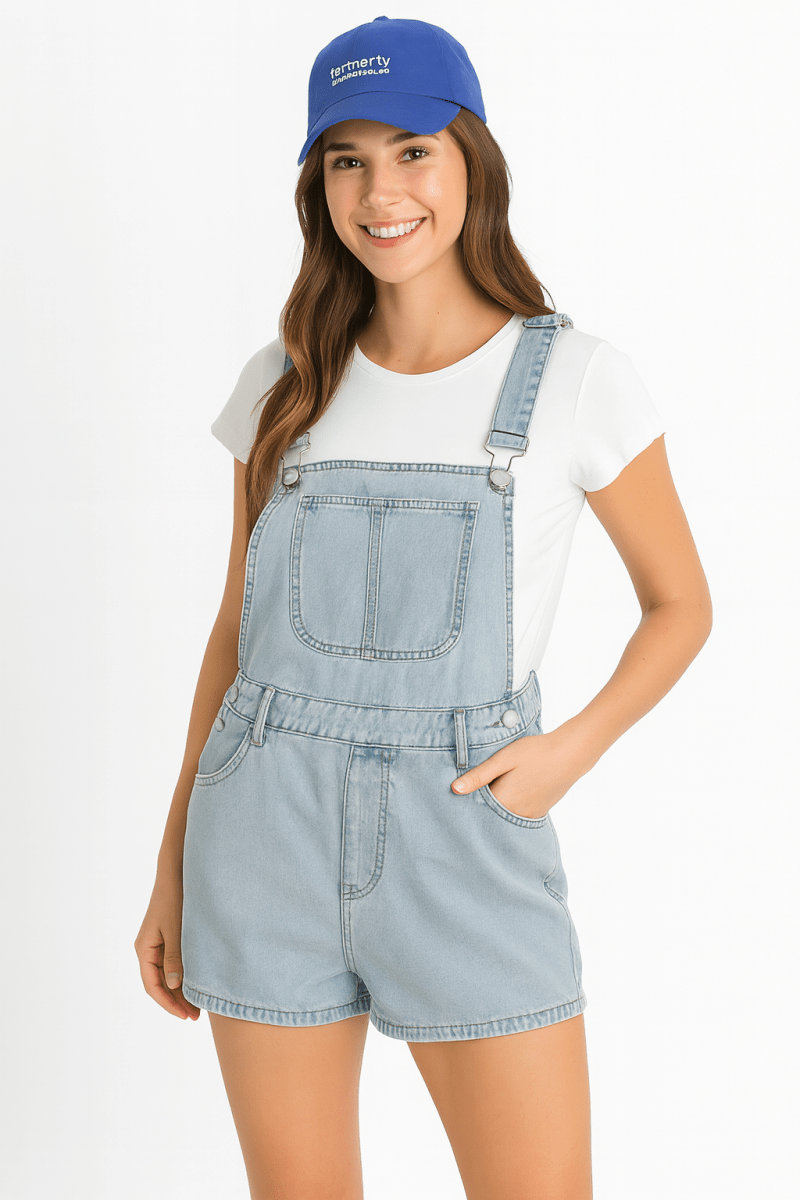 Square Neck Ruffle Shoulder Denim Romper – Summer Essential - AMVIM