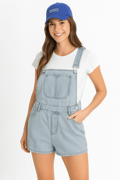 Square Neck Ruffle Shoulder Denim Romper – Summer Essential - AMVIM