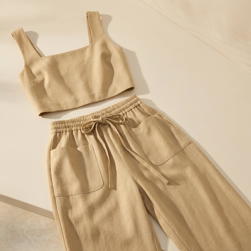 Square Neck Sleeveless Top and Pants Set