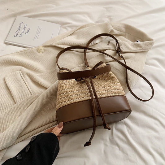 Straw Braided Shoulder Bag - AMVIM