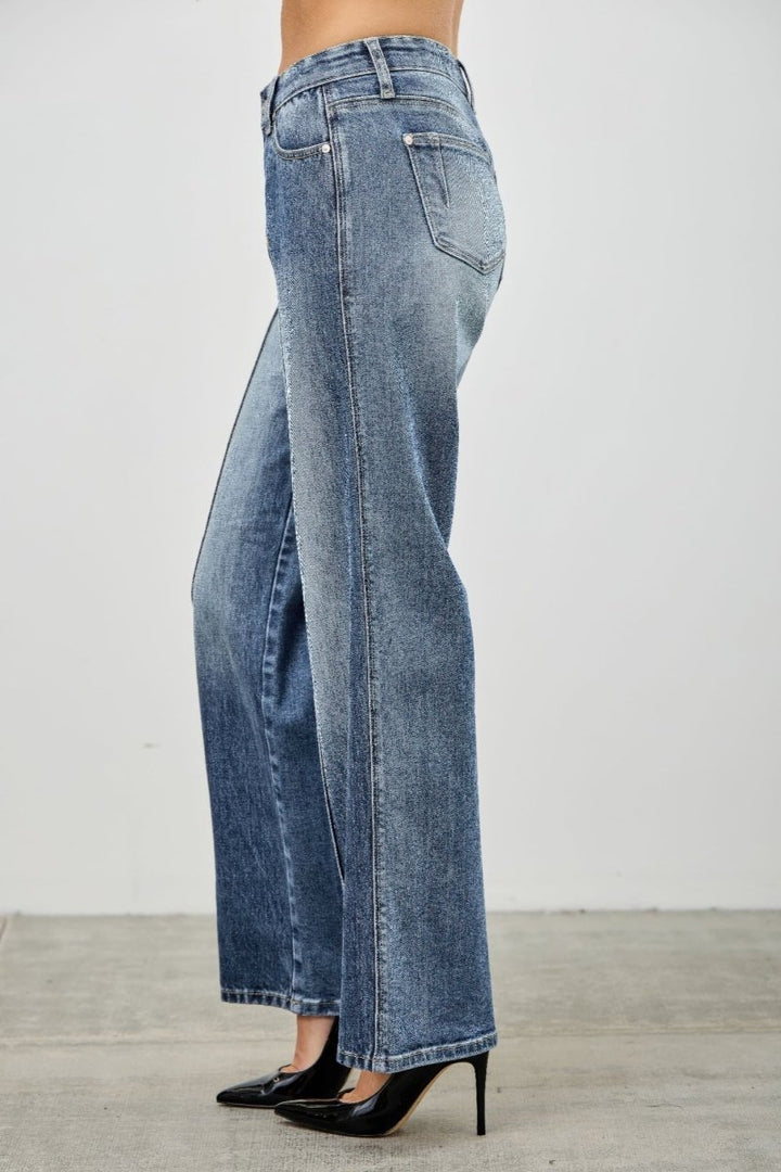 Stretch Blend Jeans – Mid Rise Straight - Leg - Saige Denim Women&