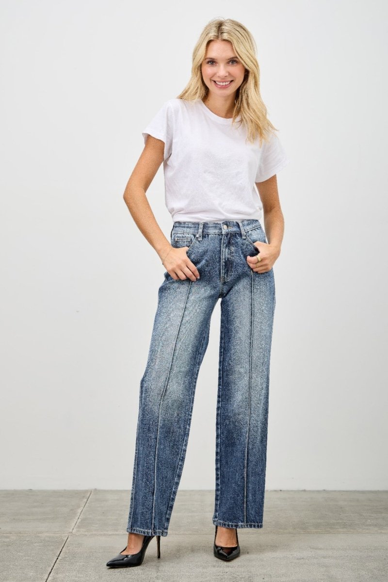 Stretch Blend Jeans – Mid Rise Straight - Leg - Saige Denim Women's Premium USA - Made Jeans - AMVIM