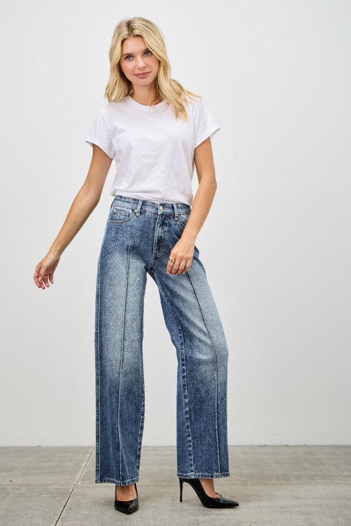 Stretch Blend Jeans – Mid Rise Straight - Leg - Saige Denim Women&