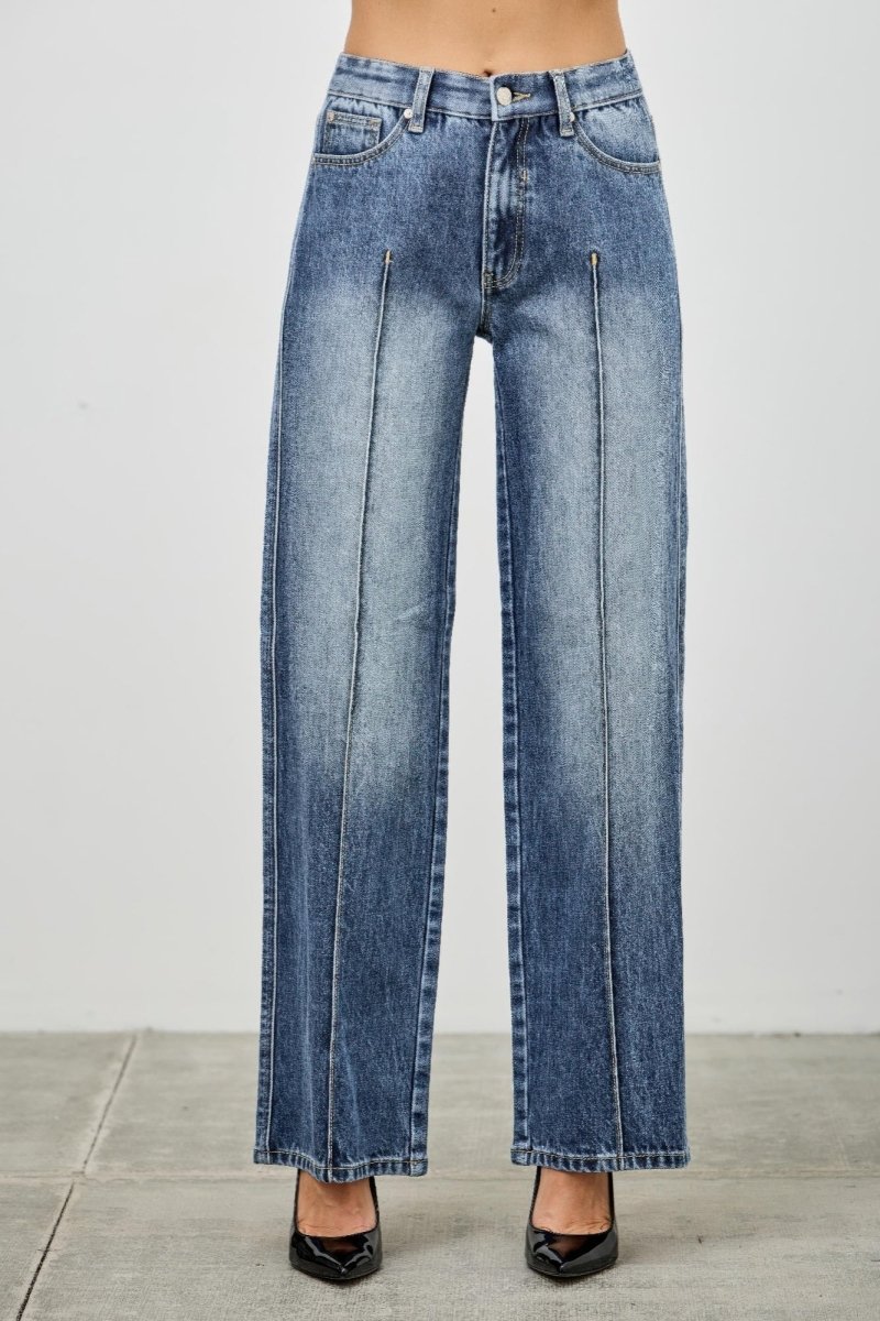 Stretch Blend Jeans – Mid Rise Straight - Leg - Saige Denim Women's Premium USA - Made Jeans - AMVIM