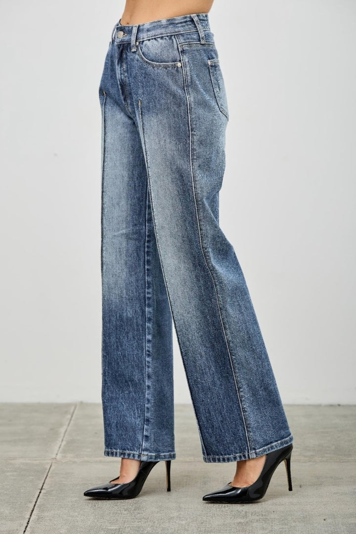 Stretch Blend Jeans – Mid Rise Straight - Leg - Saige Denim Women&