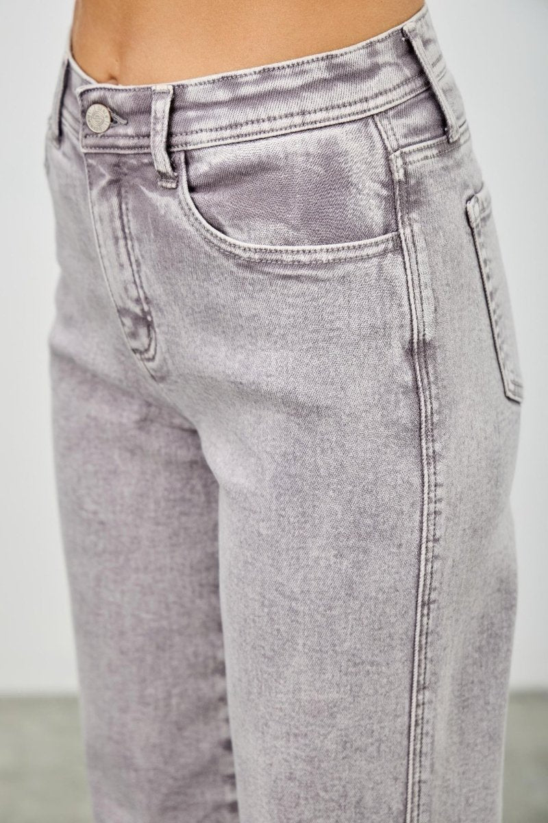 Stretch Denim Jeans – High Rise Slim Wide Straight - Saige Denim Women&