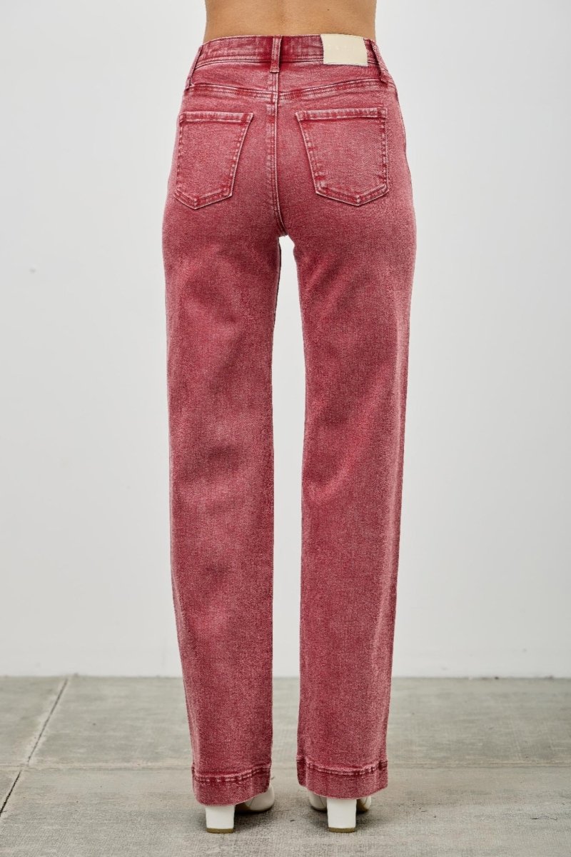 Stretch Denim Jeans – High Rise Slim Wide Straight - Saige Denim Women&