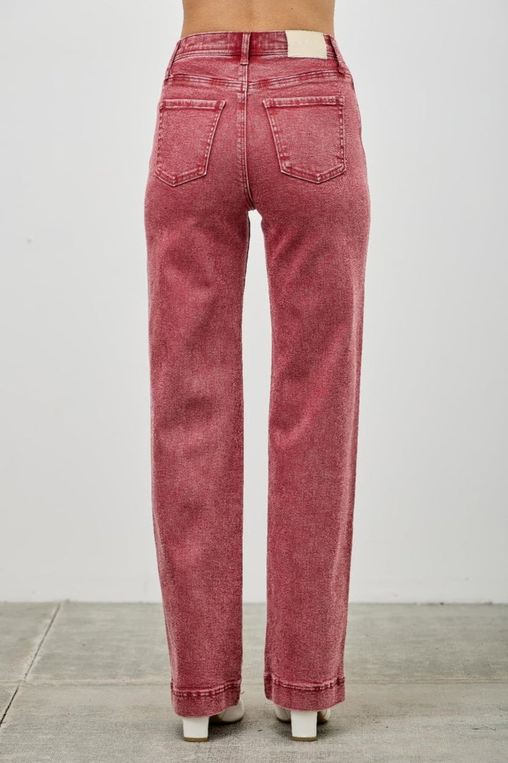 Stretch Denim Jeans – High Rise Slim Wide Straight - Saige Denim Women&