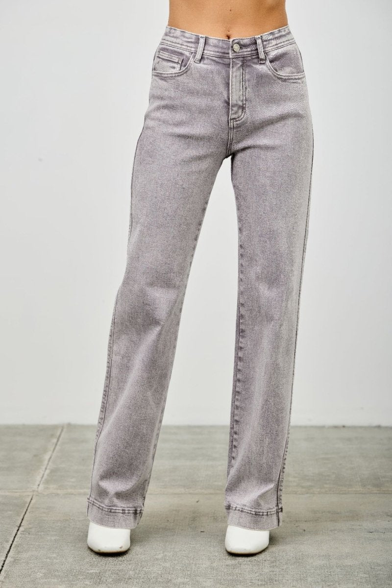 Stretch Denim Jeans – High Rise Slim Wide Straight - Saige Denim Women&